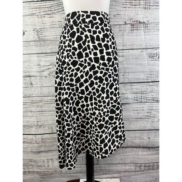 INC International Concepts Skirt sz 12 Black Ivory Giraffe High Low A Line Midi - Picture 2 of 12